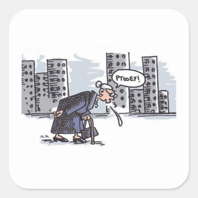 Granny Spitting! ciudad con pegatinas de gran tama (Anverso)