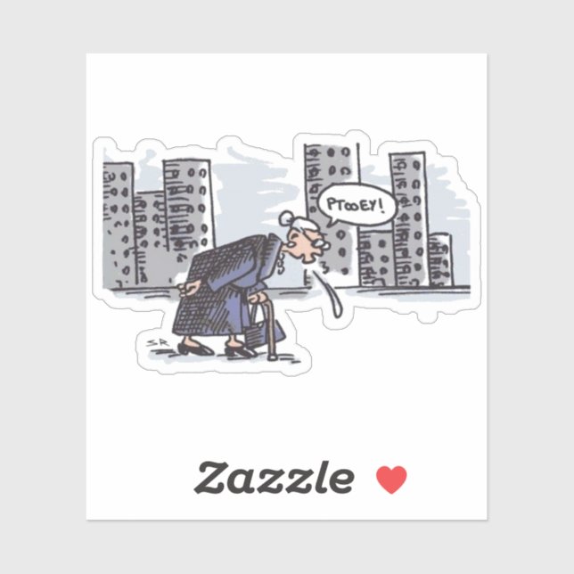 Granny Spitting! pegatina contorno (Hoja)