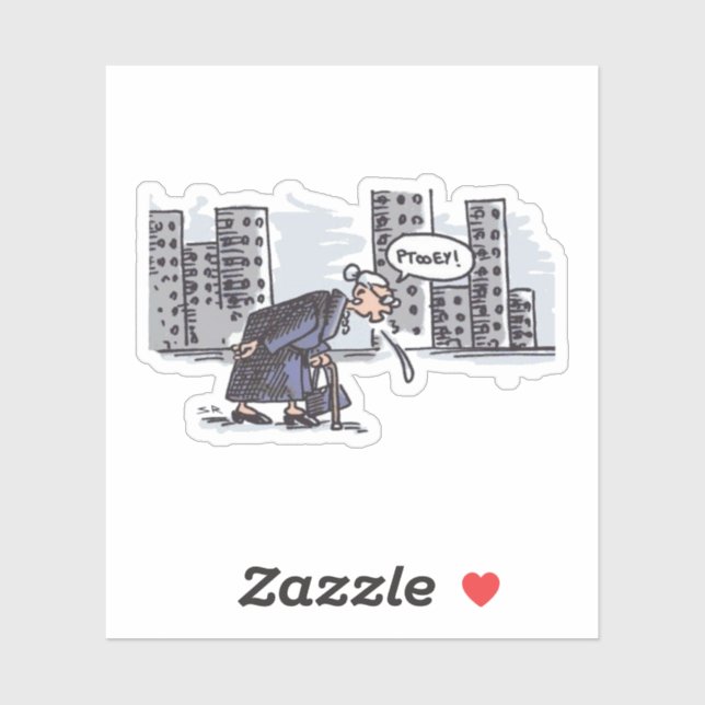 Granny Spitting! pegatina contorno (Hoja)