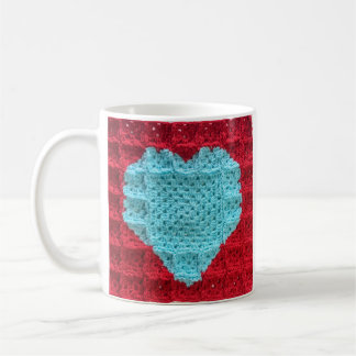 Granny Square Heart Mug, taza de café del corazón