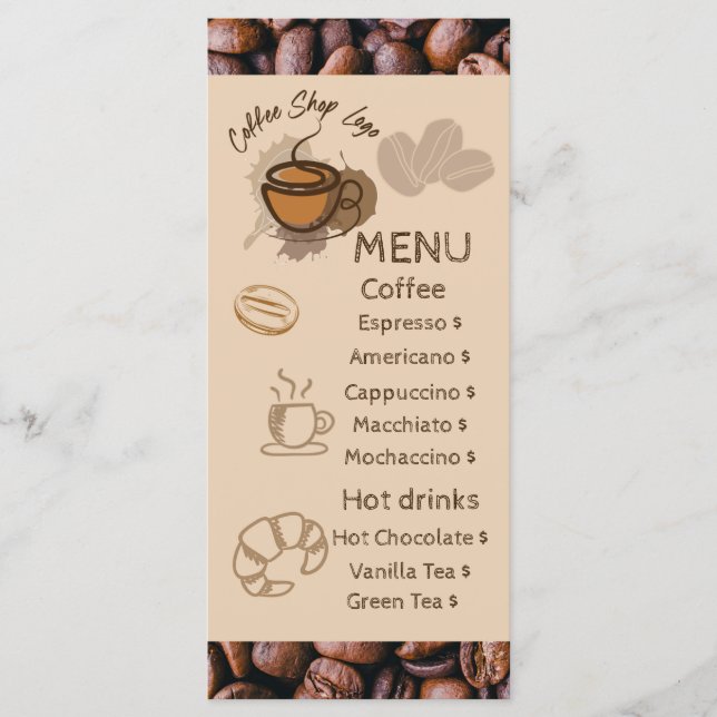 Grano de Café Casual Agrega Tu Menú Cafetería (Anverso)