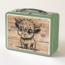 Grano de madera de Highland Cow Green/Faux