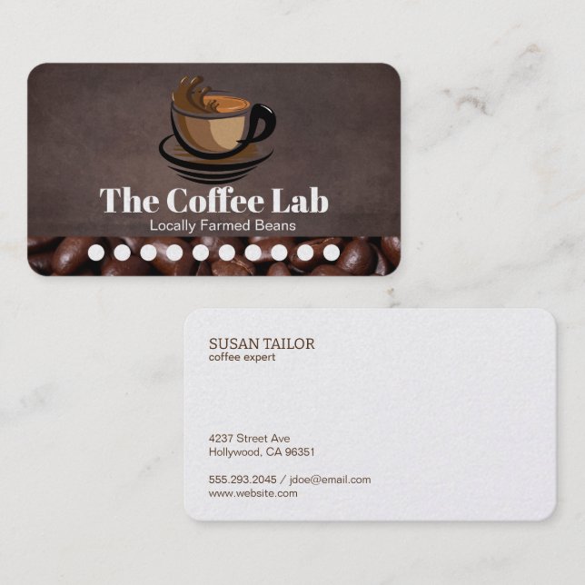 Granos de café | 10 Tarjeta Punch de Visita (Anverso / Reverso)