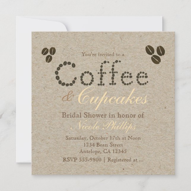 Granos de CAFÉ Naturales Rústicos Invitaciones a C (Anverso)