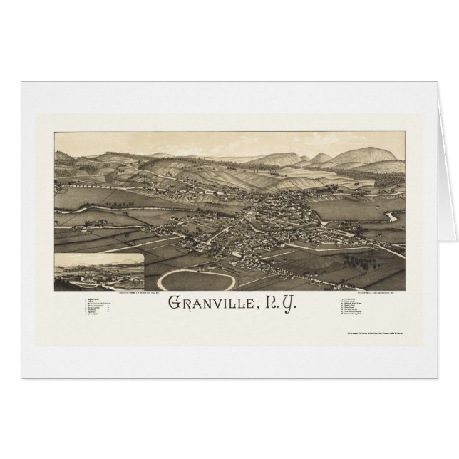 Granville, mapa panorámico de NY - 1886 (Anverso (Horizontal))