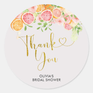 Grapefruit Citrus Bridal Shower Gracias Pegatina