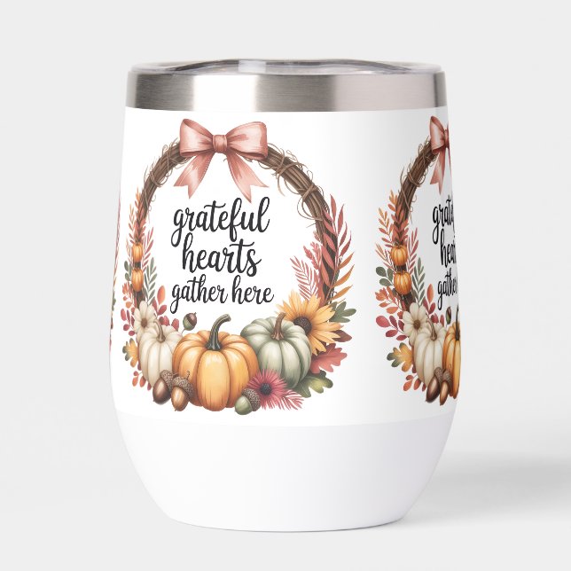 Grateful hearts gather here Thanksgiving cozy fall (Trasero)