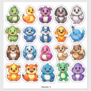 Gratificación del conjunto de pegatinas animales p