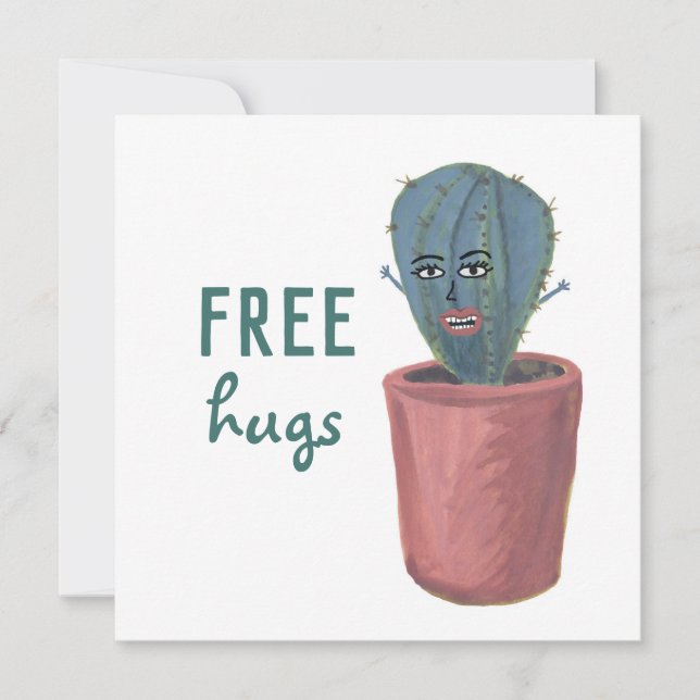 GRATIS HUGS CRAZY CACTUS LADY tarjeta graciosa (Anverso)