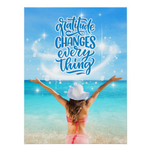 Gratitud Lo Cambia Todo Poster de Playa Tropical