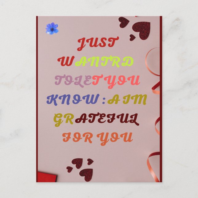 Gratitud Sólo porque tarjeta de felicitación de SM (Anverso)