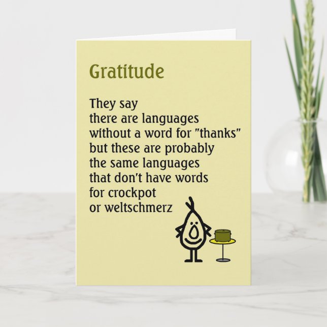 Gratitud - un poema peculiar de agradecimiento (Anverso)