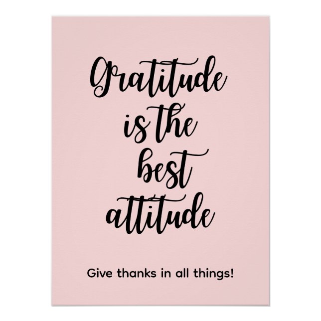 Gratitude is the best attitude Pink Wall Poster (Anverso)