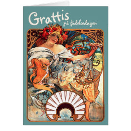 Grattis på födelsedagen CC0412 Alfons Mucha