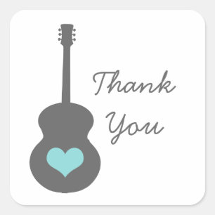 Gray/Aqua Guitar Heart Gracias Pegatinas