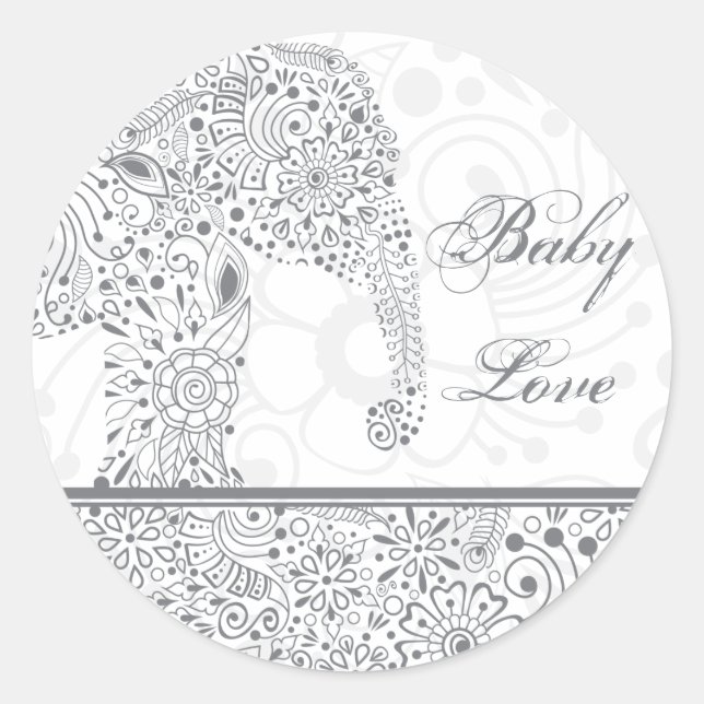 Gray Baby Love Elephant Pegatina (Anverso)