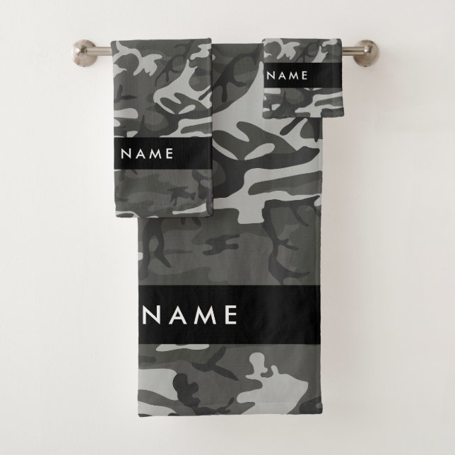 Gray Camouflage Pattern, Your name, Personalize (In situ)