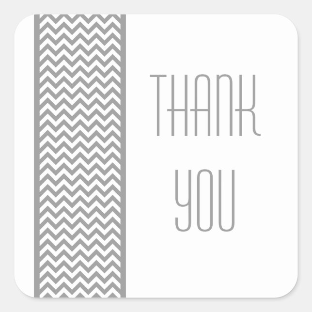 Gray Chevron Border Gracias Pegatinas (Anverso)