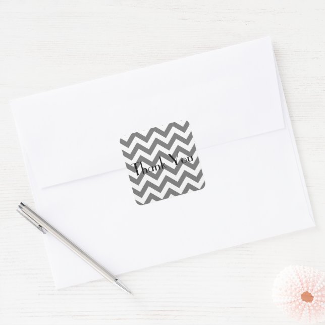 Gray Chevron Gracias Pegatinas (Sobre)