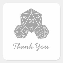 Gray D20 Dice Gracias Pegatinas