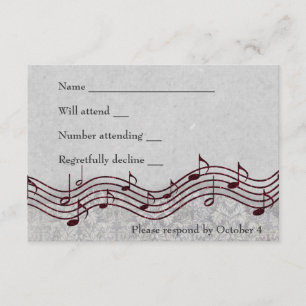 Gray Damask Red Music RSVP