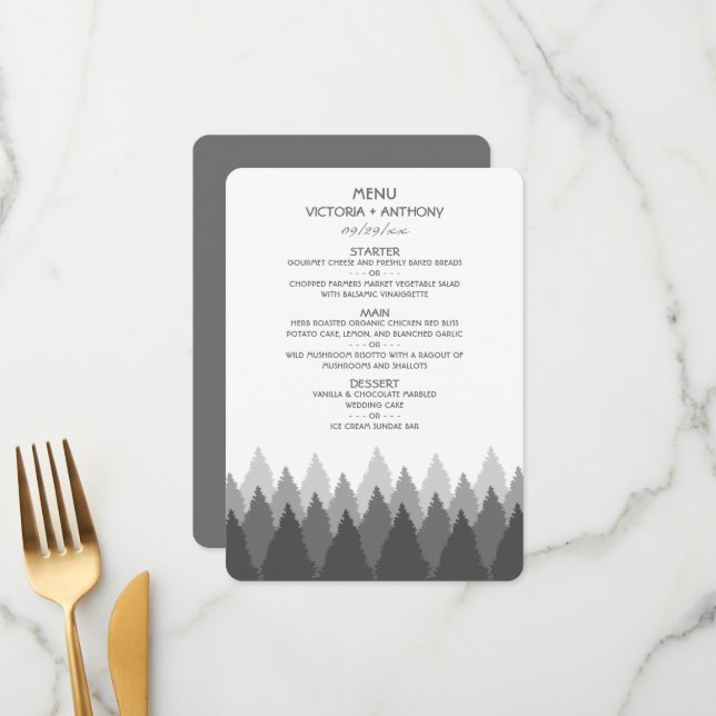 Gray Forest Range Woodland Boda Menu (Anverso/Reverso In Situ)