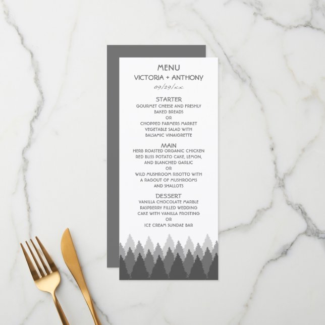 Gray Forest Range Woodland Boda Menu (Anverso/Reverso In Situ)