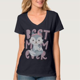 Gray Fox Mom and Cub - La mejor camiseta de mamá d