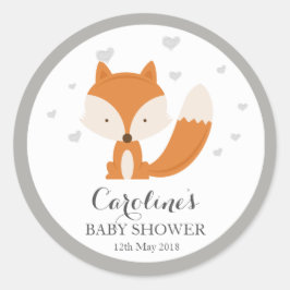 Gray Fox Woodland Love Heart Pegatina de Baby Show