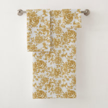 Gray & Gold Floral Damask Peony Rose