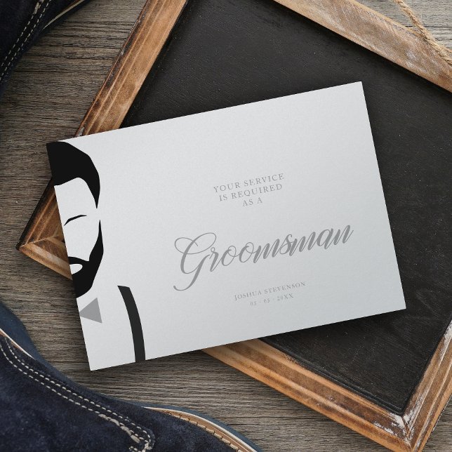 Gray Groomsman Silhouette Simple Boda Propuesta (Subido por el creador)