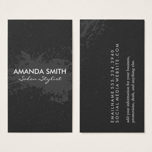 Gray Ink Splatt Salon Stylist (Anverso y reverso)