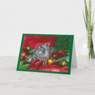 Gray Kitten - Feriado, tarjeta de Navidades