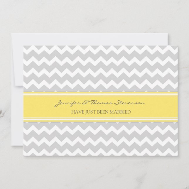 Gray Lemon Chevron acaba de casarse con tarjetas d (Anverso)