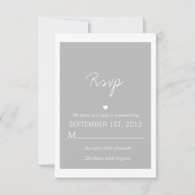 Gray Love Design Wedding Tarjetas RSVP Invitan (Anverso)