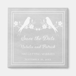 Gray Lovebird Floral Salve el imán de la fecha