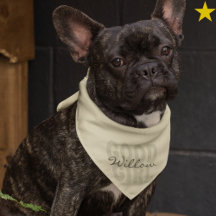 Gray Minimalist Good Girl Custom Name Pet Bandana