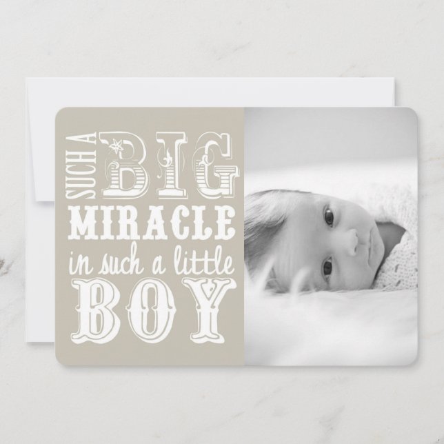 Gray Miracle Boy | Anuncio de nacimiento de la fot (Anverso)