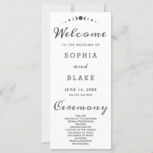 Gray Moon Phases White Wedding Program