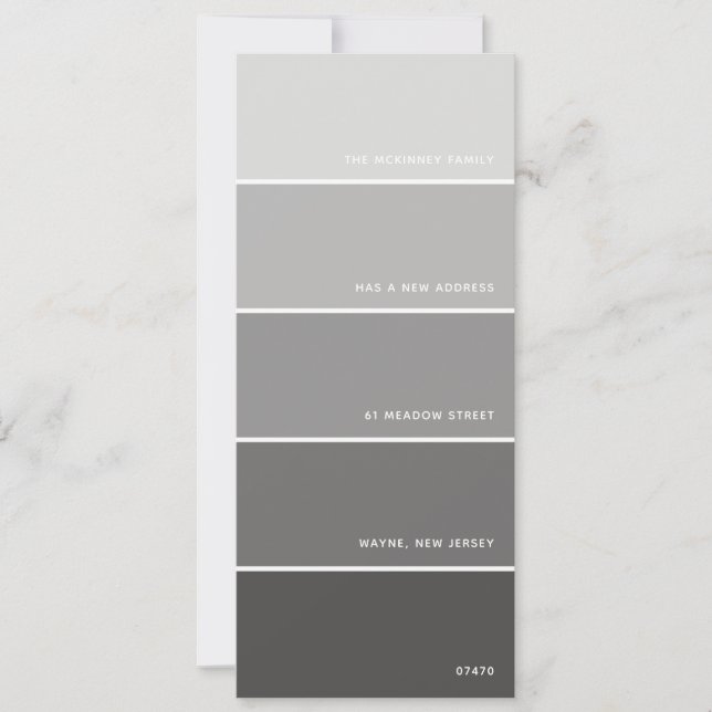 Gray Paint Swatch Nueva Invitación de dirección (Anverso)