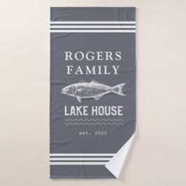 Gray Personalizado Familia Lake House Bath Toalla