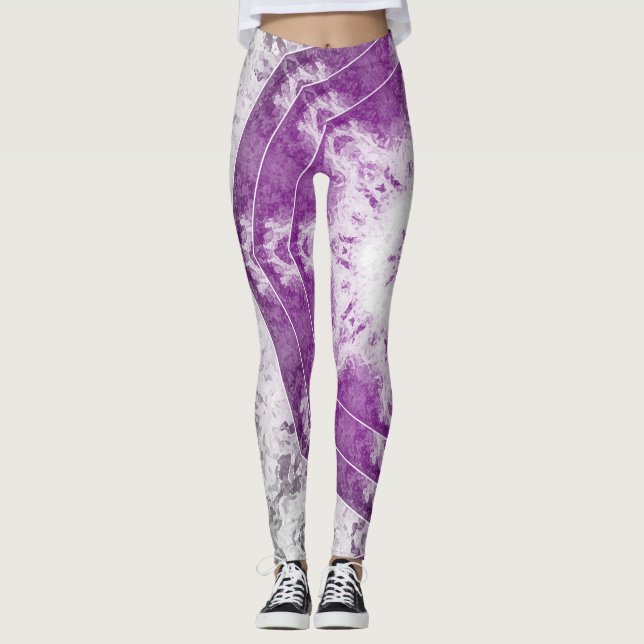 Gray Pink Fractal Art Leggings (Anverso)