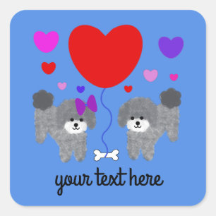 Gray Poodle Valentine #1-3 Pegatinas