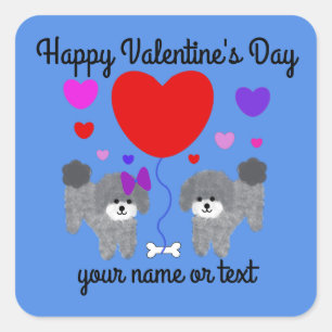 Gray Poodle Valentine #1 Pegatinas
