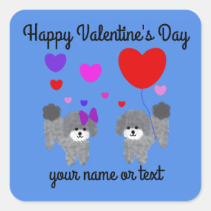 Gray Poodle Valentine #2 Pegatinas