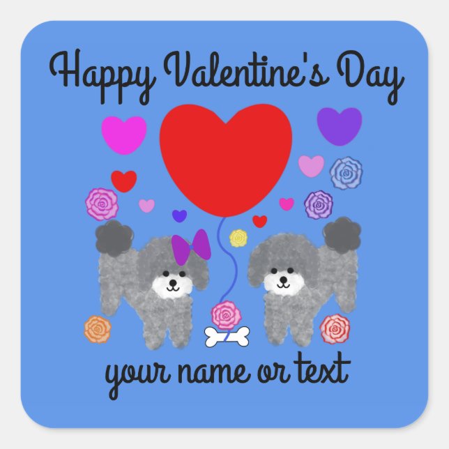 Gray Poodle Valentine #3 Pegatinas (Anverso)