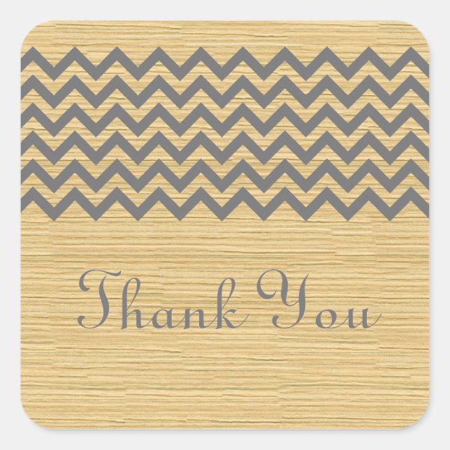 Gray Rustic Chevron Gracias Pegatinas (Anverso)
