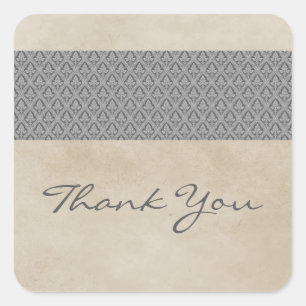 Gray Rustic Damask Gracias Pegatinas