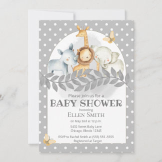 Gray Safari Bay Shower for Boy o Chica Invitación