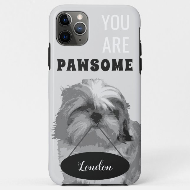 Gray Shih Tzu iPhone 11 Pro Max Funda (Reverso)
